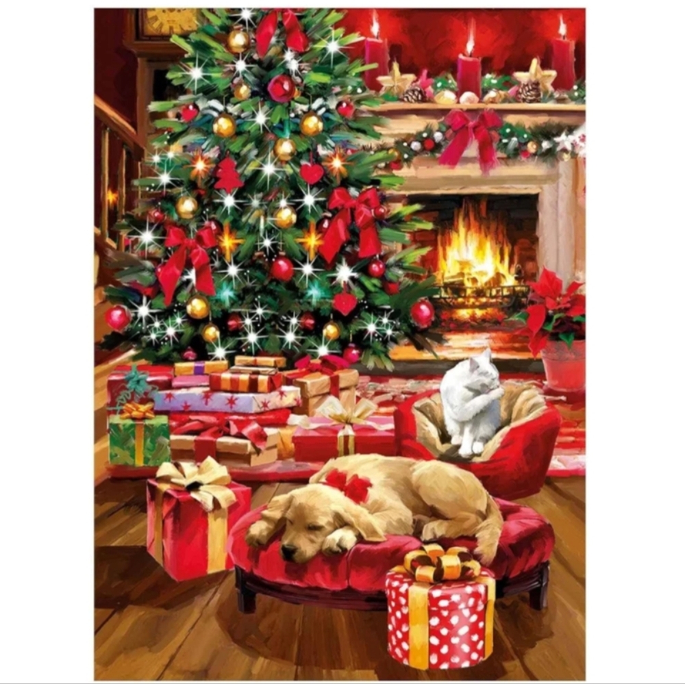 BUNDLE 3 Christmas Holiday Jigsaw Puzzle 1000 PC Fireside Dog Cat London Streets - Picture 4 of 15